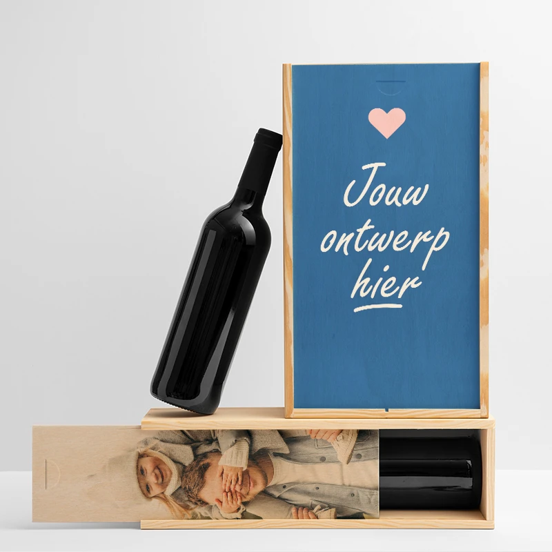 Productfoto Houten wijnkist bedrukken – 2 Flessen